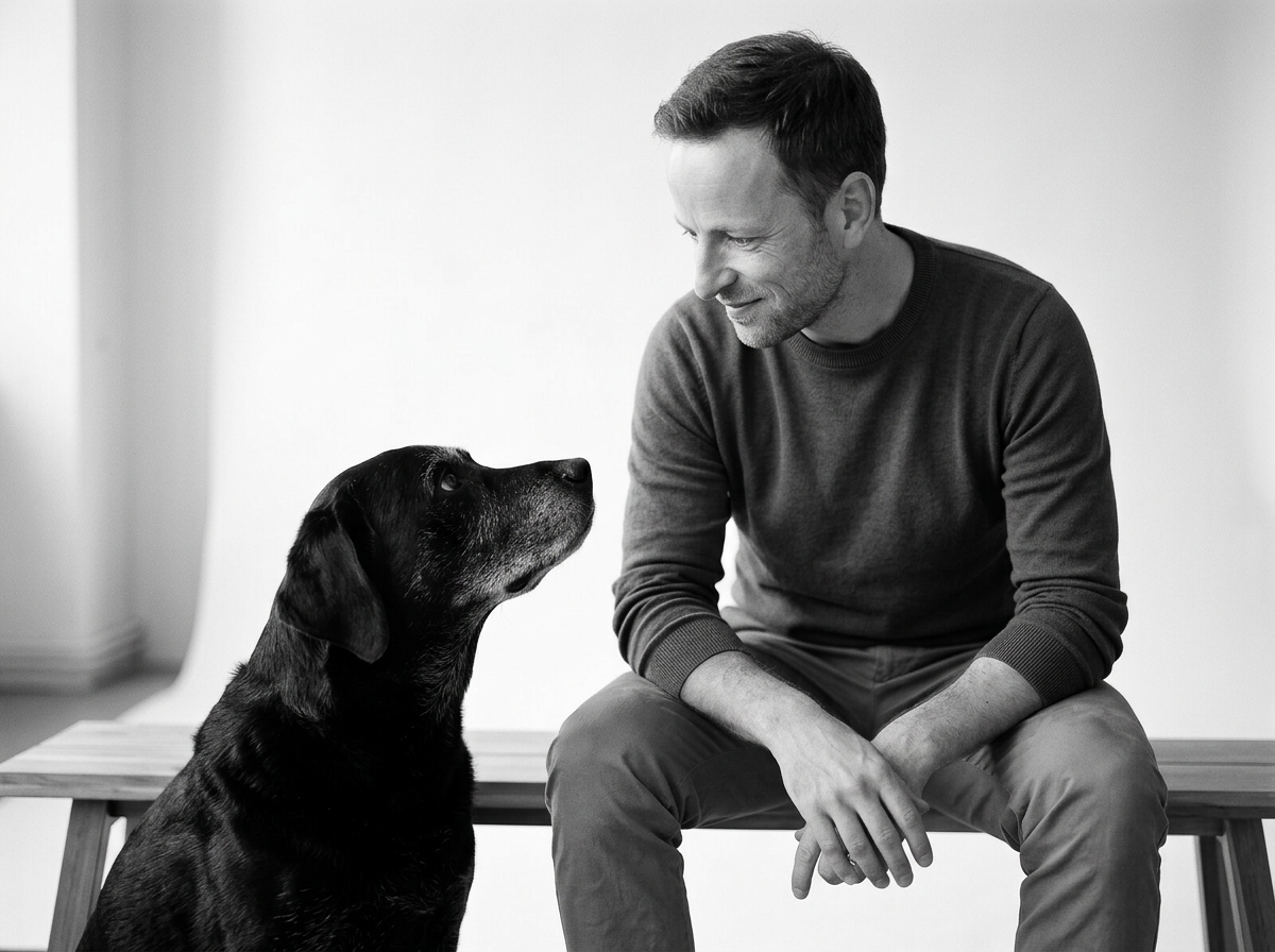 Markus mit Diego, seinem Labrador